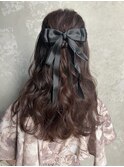 【リボンアレンジ】渋谷/ヘアセット/結婚式ヘア/卒業式ヘア/眉毛