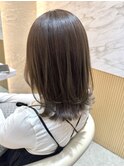 ○ブリーチなしホワイトグレージュダブルカラー韓国ミニウルフ１
