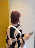 ワインレッドブラウンピンクブラウン髪質改善ブリーチ無し20代