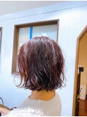 暖色×ボブパーマ
