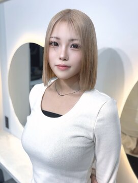 ラピス 福岡天神店(Lapis) ミルクティーベージュ×タッセルボブ