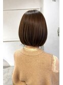 大人ハイライトボブ　ハイライト　内巻きボブ　小顔ボブ