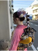 成人式ヘアセットとしらさぎ結びの着付☆