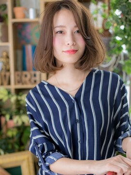 カバーヘア ブリス 大宮西口(COVER HAIR bliss) ココアベージュくせ毛風小顔Aライン大人ボブh3大宮20代30代40代