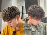 メンズカット+フルカラー+パーマ￥14500