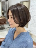 輪郭補正ボブで女性らしい丸み髪[六甲/髪質改善/白髪ぼかし]