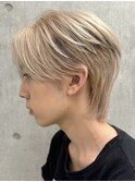 渋谷メンズブリーチダブルカラーミルクティーベージュカラー韓国