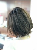 20代30代大人可愛い/アッシュグレージュ/ひし形くびれ外ハネボブ