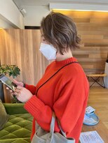 ヘア プロデュース キュオン(hair produce CUEON.)&nbsp;大人ミニボブ/切りっぱなし/オリーブブラウン/コテ仕上げ