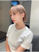 斜めバングシルキーベージュグレージュカラーデザインカラー