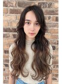 ななめ前髪　グラーデーションカラー　ロング藤沢