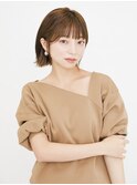 黒髪/グレーベージュ/レイヤーロング/前髪パーマ[新宿駅]