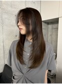 毛流れレイヤーカット/ミディアム/髪質改善/縮毛矯正