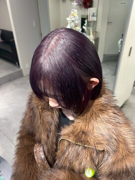 ベレーザ 渋谷(BELEZA) 17272ラベンダーパープルミニマルボブレイヤーチェリーレッド