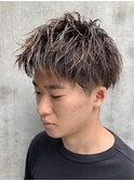 ソフトツーブロックフェザーマッシュセミウエット