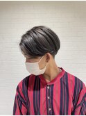 Men's  Dark gray× Sleek short hair