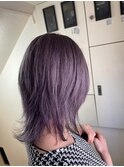 ダブルカラーラベンダーベージュケアブリーチウルフカット