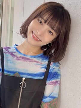 ミンクス ギンザ セントラル(MINX ginza central) 【清水豊】フワッとチェリーブラウンボブ ぱっつん前髪