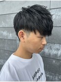 メンズマッシュセンターパートスパイラルパーマニュアンスパーマ