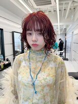 ギグスダブル 栄久屋大通店(gigs double)&nbsp;オレンジレッド/ミディアムパーマ