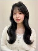 韓国ガーリー黒髪ウェーブヘアMI-27