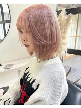 ラ キング(LA KING) バレイヤージュハイライトボブウルフネビージュ小顔ワンレン