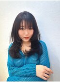 ロングシースルーバングハッシュカットレイヤーカット