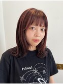 暖色レッドバイオレットカラー/くびれボブスタイル/10代/20代