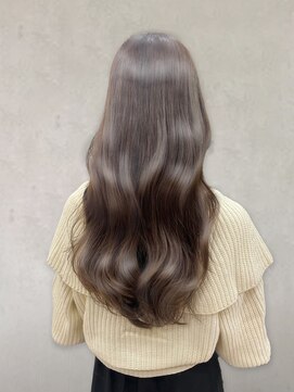 モッズヘア 足利(mod'hair) 髪質改善カラーくびれ巻き髪ロングヘア透明グレージュ秋カラー