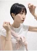 前髪あり耳掛け丸みくびれショートボブ20代30代40代50代