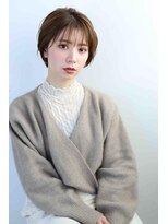 ムウ 難波(MOU) クールショートボブ前髪イメチェンピンクベージュ30代40代50代