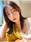 黒髪/グレーベージュ/レイヤーロング/前髪パーマ[鹿児島駅]