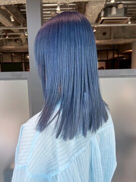 おくれ毛ブリーチロング韓国ヘアミディアム_ba559262