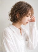 ボブパーマ/クセ毛風パーマ/ニュアンスパーマ/ブラウン/前髪