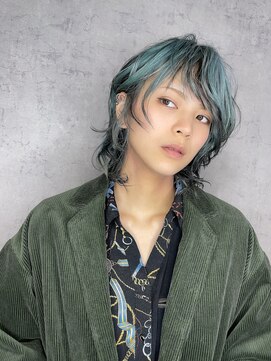 ノア ヘアデザイン 町田店(noa Hair Design) ショートウルフ×グリーンエアタッチ