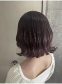 Aラインボブの外ハネバイオレッドベージュ