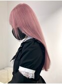 7707ベビーピンクハイライトバレイヤージュ艶髪ハイトーンカラー