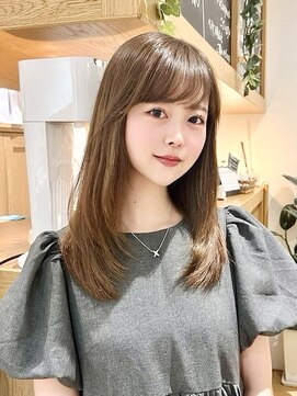 バイオレットジェム(Violet`jem) ぱっつん前髪小顔ヘアサラ艶ロングミルクティーベージュRI-35