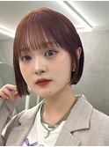 ミニボブ/暖色カラー/縮毛矯正