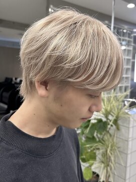 サンクマーケット 渋谷(cinq MARKET) 渋谷メンズブリーチカラーミルクティーベージュラウンドマッシュ