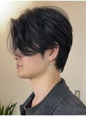 大人男子センターパートウルフ毛流れパーマニュアンスパーマ立川
