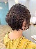 可愛い丸みショートボブダークアッシュブラウン◎20代~50代