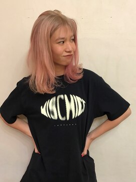 ブロック ジャポン(bloc japon) ダブルカラー・ベビーピンクメッシュ・抜け感ハイライト