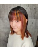 【粋lima銀座店】インナーカラー×暖色 ピンク&オレンジ&レッド
