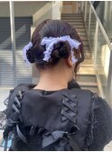 ヘアアレンジ/ヘアセット/ピンクカラー