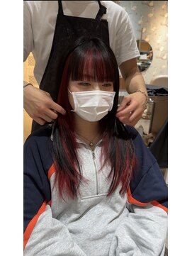 スリー(three) レイヤーカット　レッドカラー