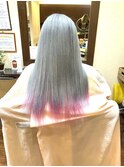 シルバーヘアカラー&ピンクグラデーション