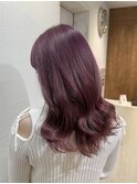 ブリーチラベンダーピンクカラー巻き髪池袋