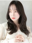 透明感/美肌に見える黒髪/ツヤ髪韓国風巻きレイヤーロング