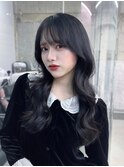 美髪韓国レイヤーイメチェン似合わせワイドバングロングレイヤー